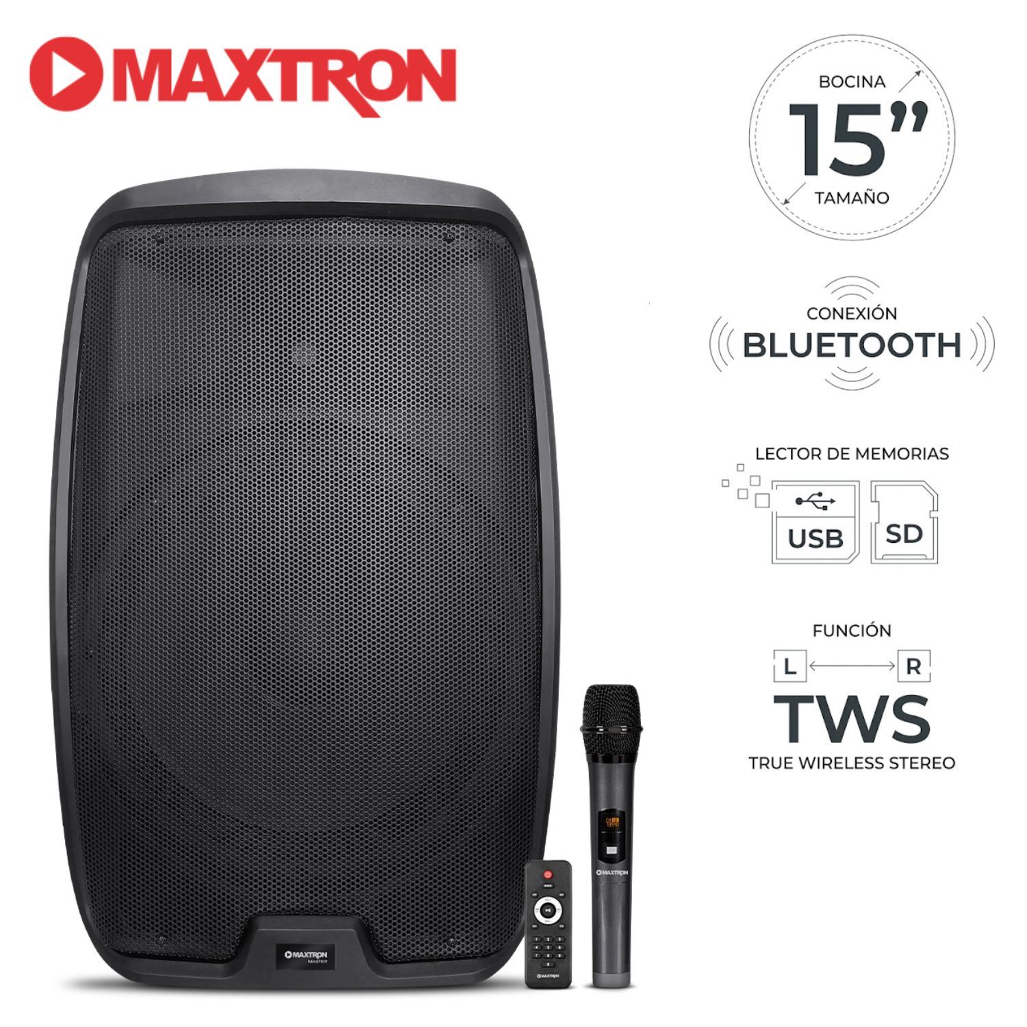 Parlante Activo Maxtron MX 1503AC Master Boufer 15" USB BT TWS